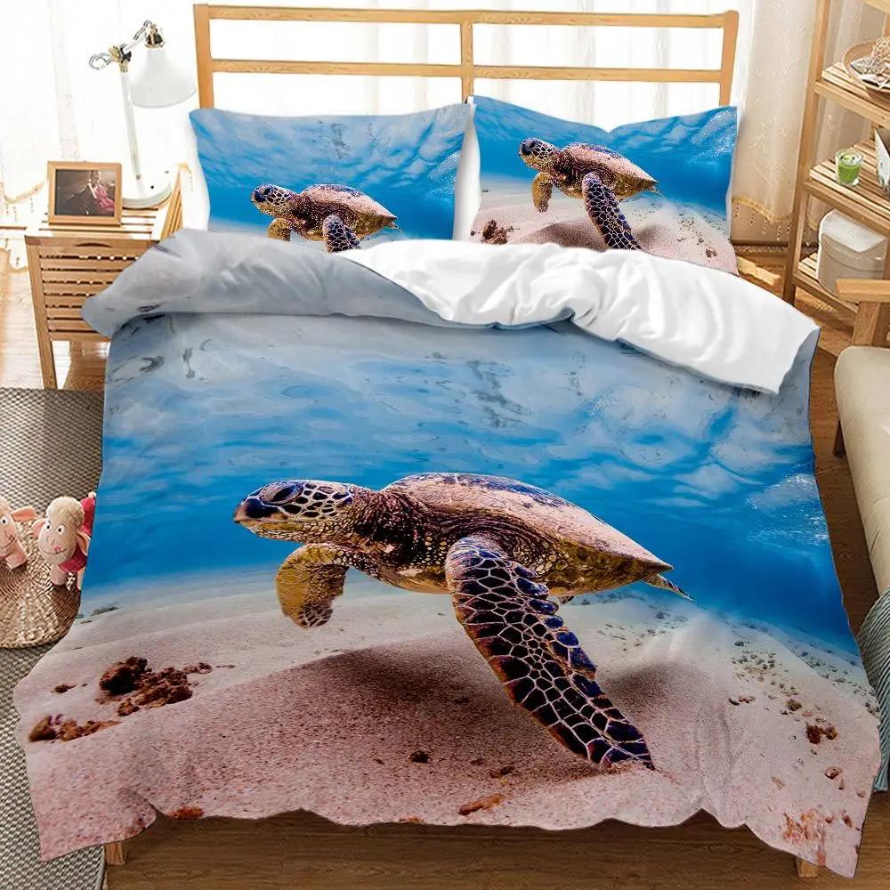 BEST.WENSD Reactive Print Ocean Colorful Fish Art Winter Bedding Sets Big Size US CalifKing 260x240 Duvet Set Bed Linen