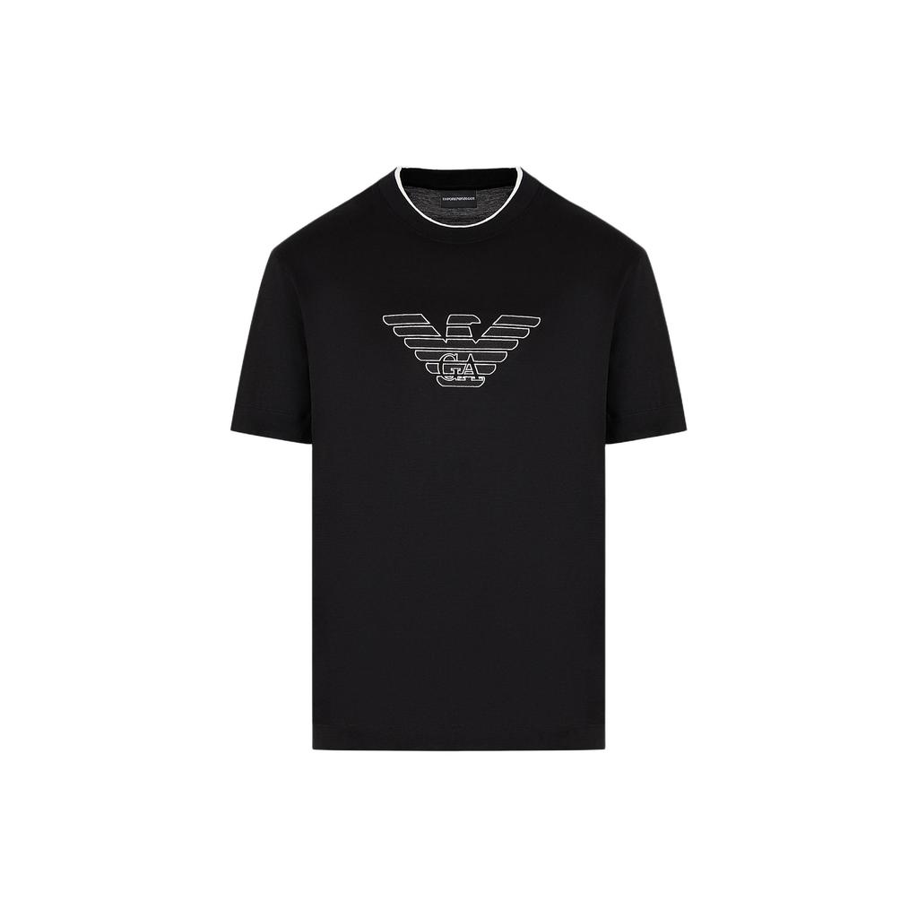 EMPORIO ARMANI Lyocell blend Jersey T shirt With Asv Logo Raised Embroidery 3D1TD4-1JUVZ-09R0