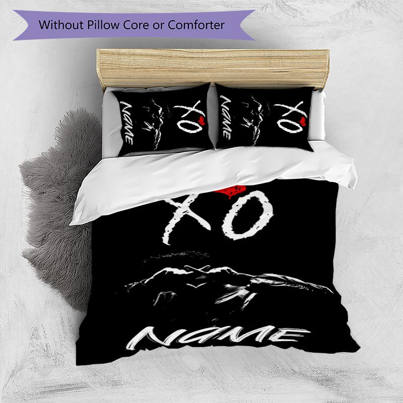 3pcs Custom Name The Weeknd Bedding Set Duvet Cover Closure Includes 1 Duvet Cover & 2 Pillowcases for All Seasons Bedroom Decor