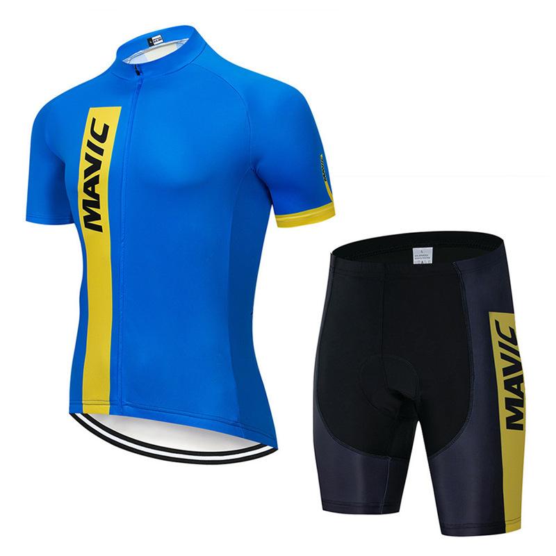 Cycling Suit Short-sleeved Suit Men's Mountain Bike Summer Bicycle Men's Top Strap Shorts