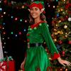 Disfraz de Papá Noel de Navidad para Mujer Vestido de Cosplay de Elfo Verde Adulto Niños Cinturón Sombrero Traje de Orejas de Elfo