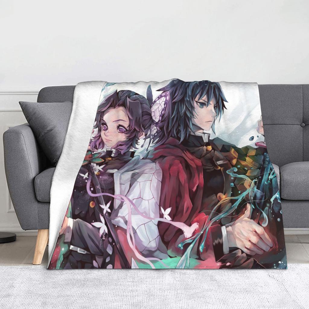 Kyojuro Rengoku Kimetsu No Yaiba Blanket Velvet Spring Autumn Japanese Anime  Multifunction Throw Blanket for Sofa Bedroom Quilt