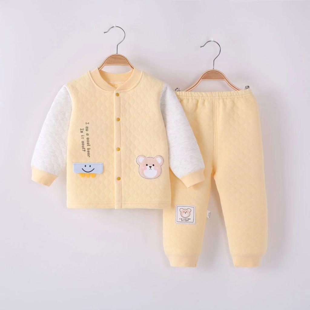 Class A Baby Clothes: Three-Layer Cardigan & Boneless Split Underwear Set for Boys and Girls - Perfect for Spring, Autumn, and Winter