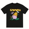 Garfield Coffee Cup Lazy Trendy T-Shirt! American Retro Distressed Loose-Fitting Short Sleeve, Unisex, Oversize Couple Tee