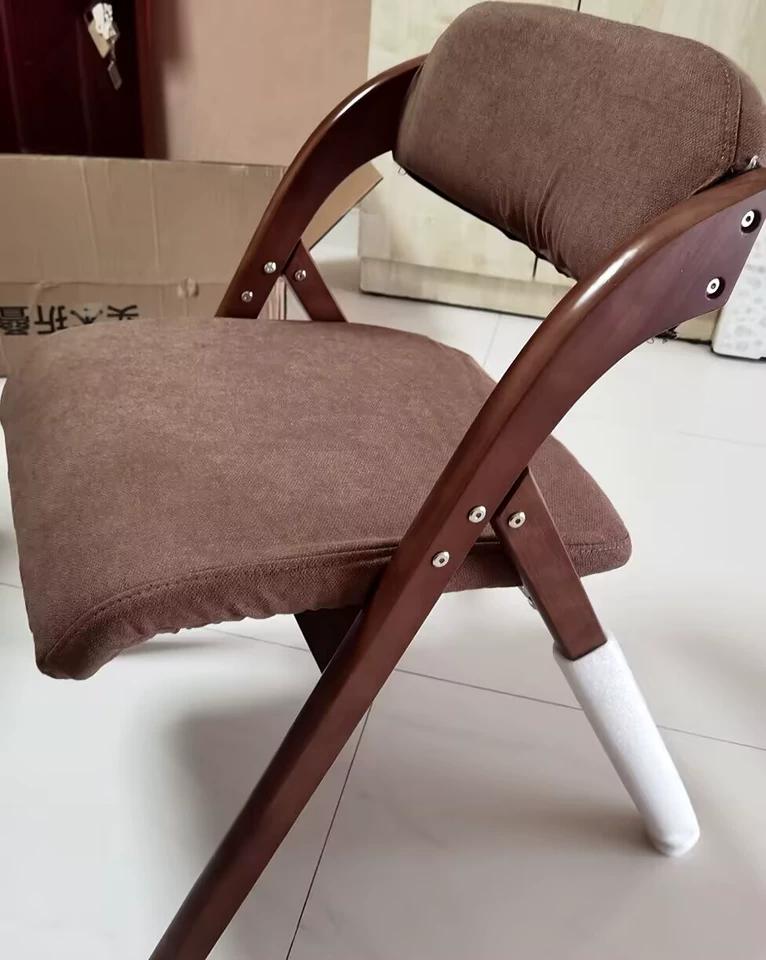 Folding Chair, Wooden Backrest Chair, Solid Wood Dining Chair, Multi-functional Stool, Foldable Chair for Home and Office