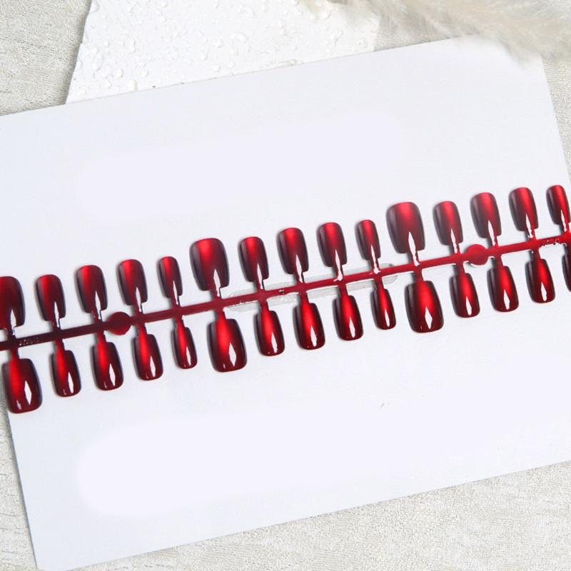 30pcs Cats Eye Press on Nail Almond/Short Square/Coffin Fake Nail Acrylic False Nail,Stick on Nail Glues on Nail Kit