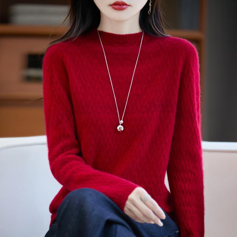 Women's Cashmere Sweater Qinghe Cashmere 30% Cashmere 70% Wool Autumn and Winter Pullover Warm and Fashionable