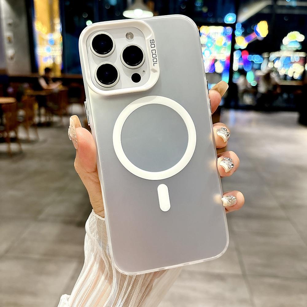 Matt Colorful Sliver Magnetic Phone Case for iPhone 11 12 13 14 15 16 Samsung S20FE S21 S22 S23 S24 S25 TPU Myk silikon Støtsikkert hardt bakdeksel