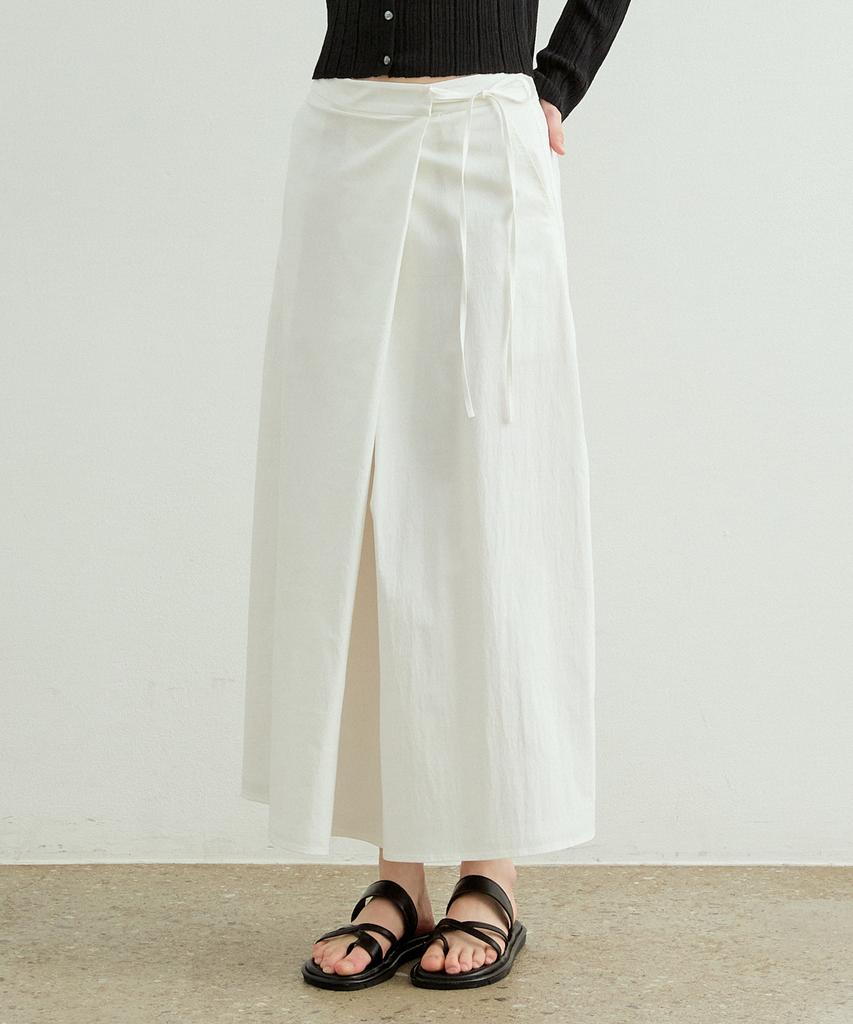 Artid Natural Drape Wrap Skirt_White
