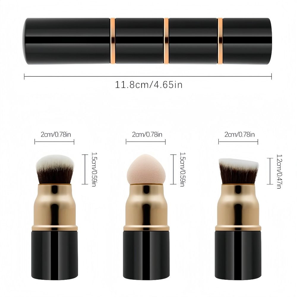 3-in-1 Mini Makeup Brush Set Detachable Powder Brush Reusable Foundation Brush  Makeup Application