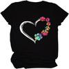 Dog Mom Shirt Cute Paw Print Shirts for Women Heart Pinted Graphic Tees Valentines Day T Shirt Short Sleeve Tops