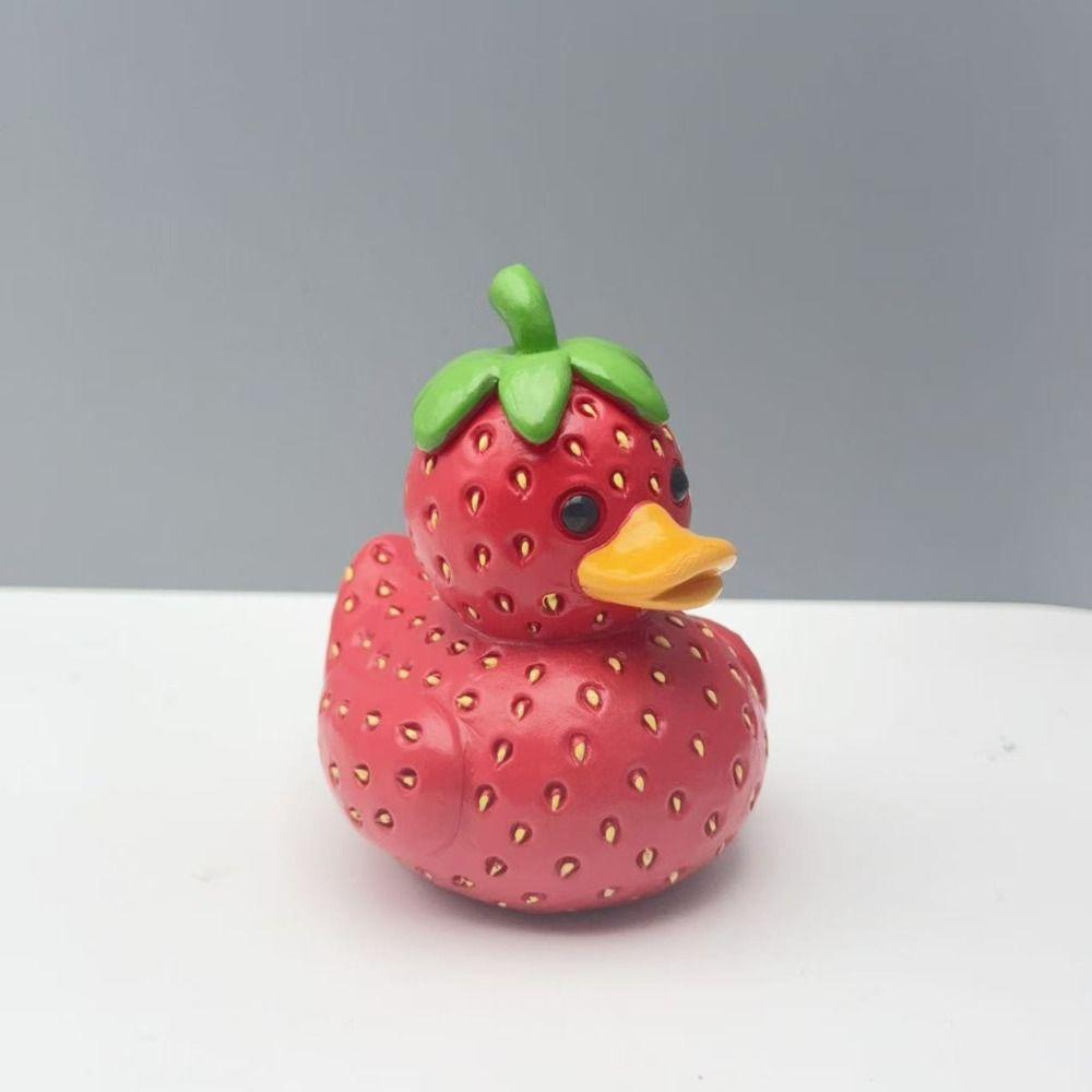 Cartoon Fruit Duck Statue Cute Animal Sculpture Desktop Decoration Duck Figurine Office