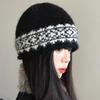 Fair Island Wool Knitted Hat Women's Autumn and Winter Hat Big Head Circumference Retro Warm Cold Hat Lazy Wind