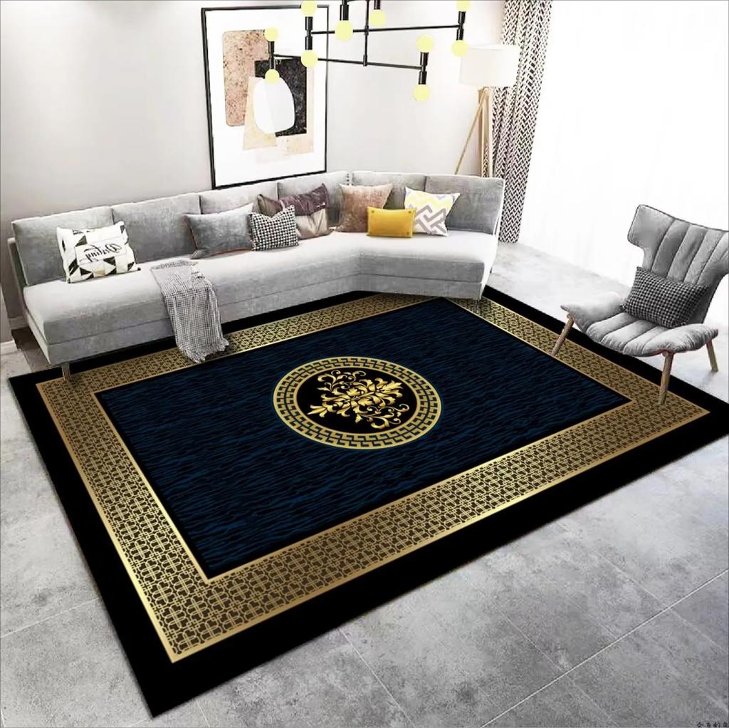 Luxury Living Room Carpet Decoration Home Golden Carpets Large Size Sofa Area Rug Hotel Hall Floor Mat Soft Anti-slip Washable