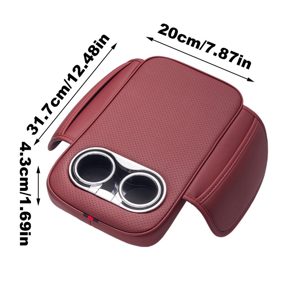 

Чехол на центральную консоль автомобиля, подлокотник, подушка с подстаканником, ящик для хранения, чехлы на подлокотники, органайзер, кожаная подкладка, подставка под высоту подлокотника автомобиля красный