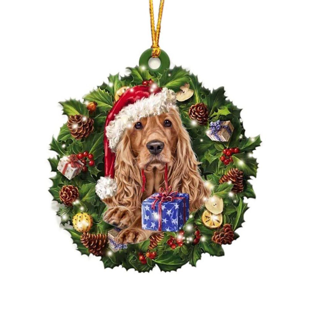 2D Weihnachtshund Acryl Anhänger Hängender Acryl Weihnachtsbaum Anhänger 8cm Dekorative Weihnachtshunde Schmuckstück Fenster