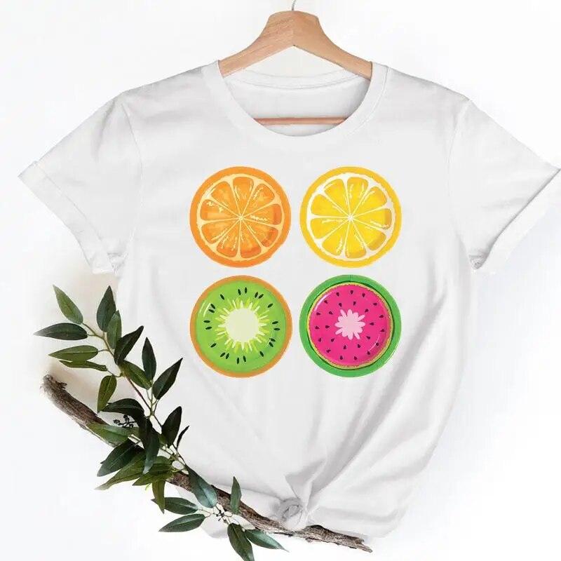 Tee Shirt T Fish Watercolor Printing Women Casual Fashion Tshirt Top Female Lady Clothes Short Sleeve Graphic T-shirts