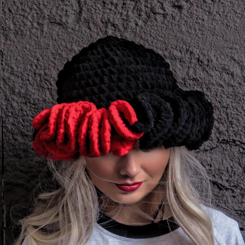 Ladies knitted plush hat cute lace hat ruffle edge hat autumn and winter warm halloween adult hat