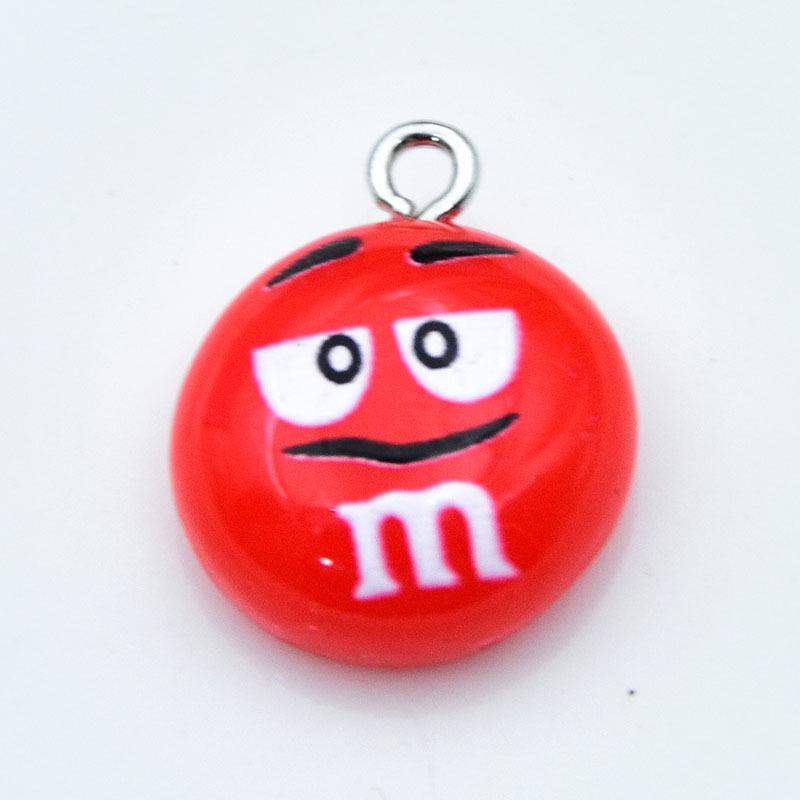 Cartoon Resin Expression Keychain Pendant with Chocolate Bean Candy - DIY Jewelry Accessory
