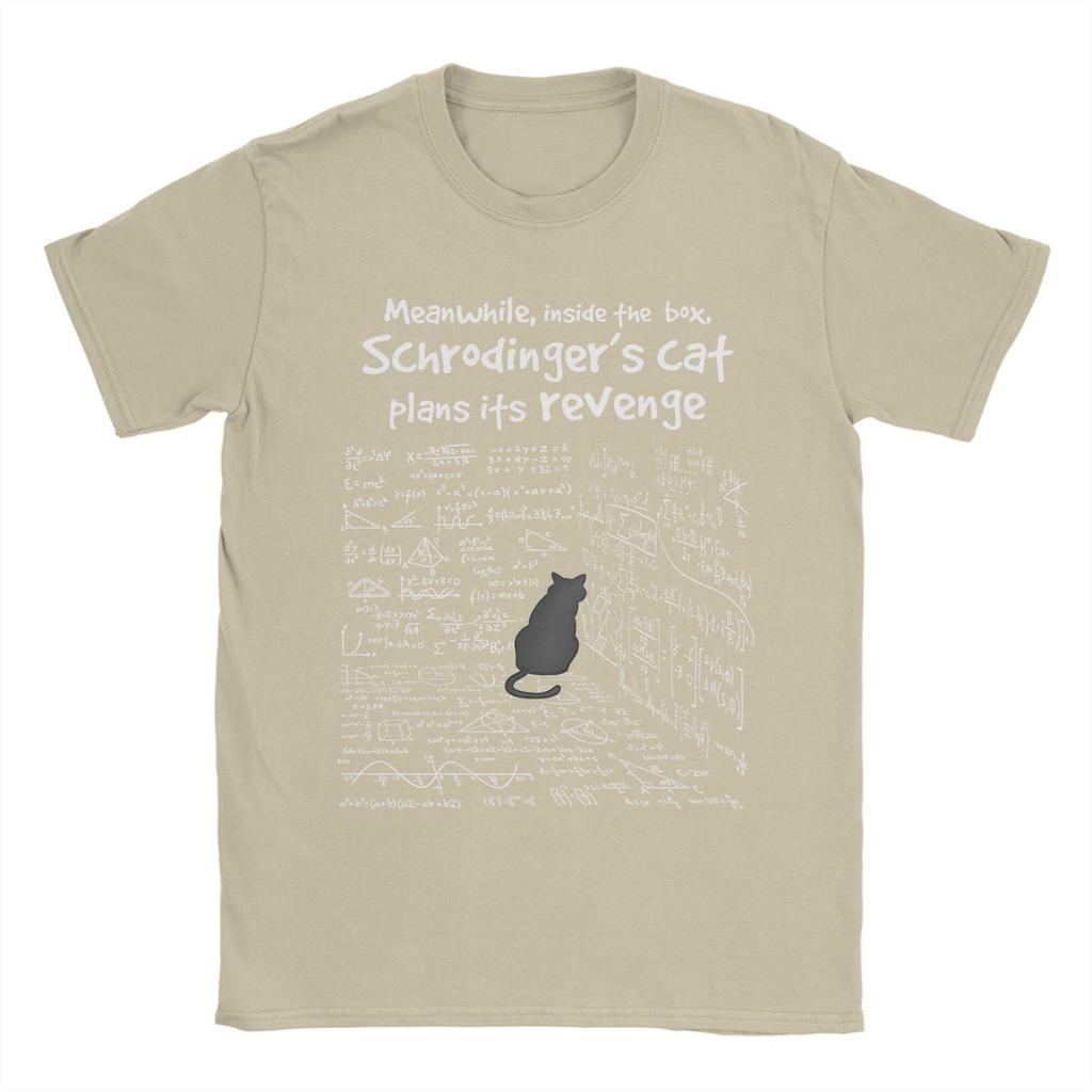 Herren Schrödinger's Katze Mathematik T-Shirt Reines Baumwollkleidung Vintage Kurzarm Rundhals T-Shirts Übergröße T-Shirt