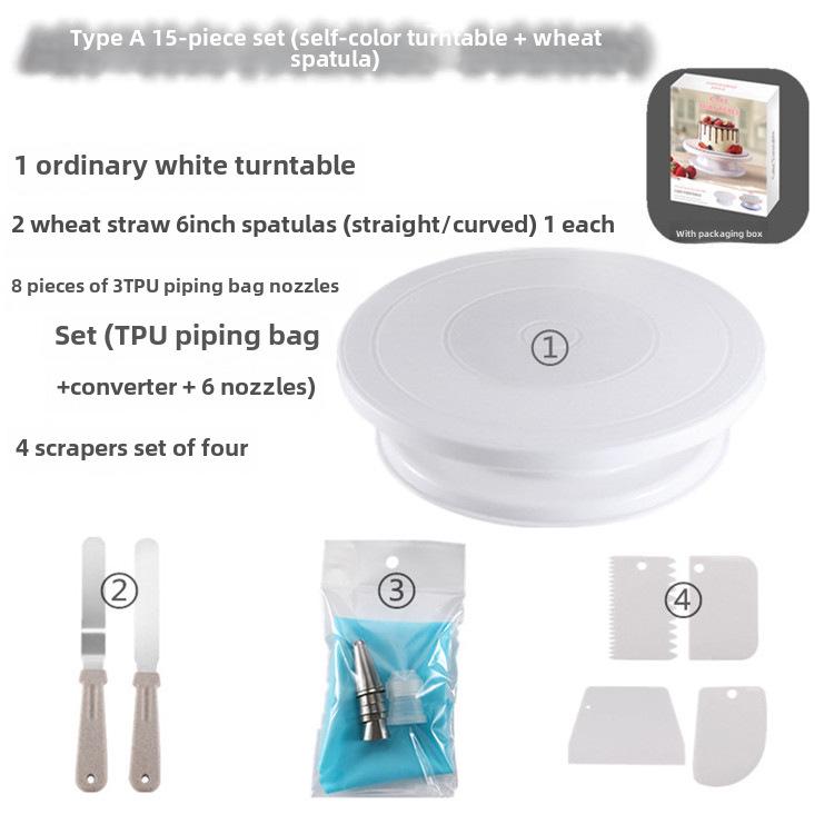 Wheat Straw Cake Turntable Decorating Set - Rotating Baking Tool for DIY Projects