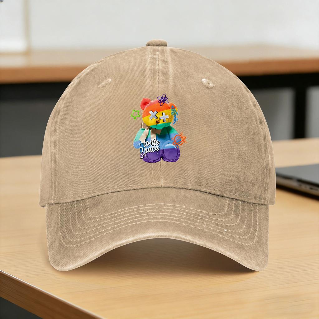 Baseball Cap Teddy Bear Playing Badminton Print Summer Casual Trucker Hat for Young Unisex And Women FeUnisex Unisex