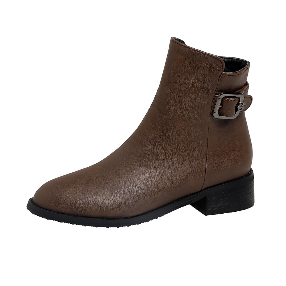 Women's Low-heeled Short Boots Autumn and Winter New Thick-heeled Large-size Comfortable Recreational Locomotive Boots