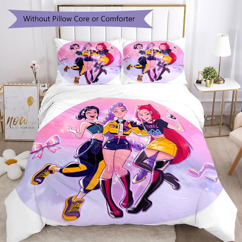 Set di biancheria da letto Kpop Hunter7 da 3 pezzi, set copripiumino include copripiumino e federe, decorazione perfetta per la camera da letto per tutte le stagioni e regalo