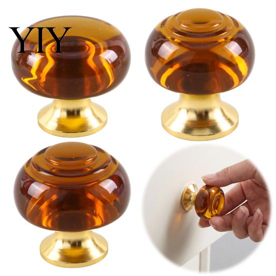Moderne Kommodengriffe Ersatzschrankknöpfe, Pilzform Einzelbohrung Schublade Bernstein Acryl Retro-Stil Möbelknöpfe Kleiderschrankgriffe