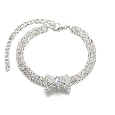 Collier Chat Ajustable Brillant Diamant Mignon Fille Mariage Fête d'Anniversaire Collier Animal de Compagnie Accessoires de Costume pour Chaton Chiot