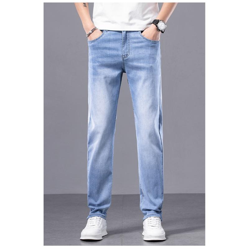 Spring and Summer Four Seasons Slim Fit Korean Style Small Feet Men's Jeans Men's Casual Trendy Pants Trend