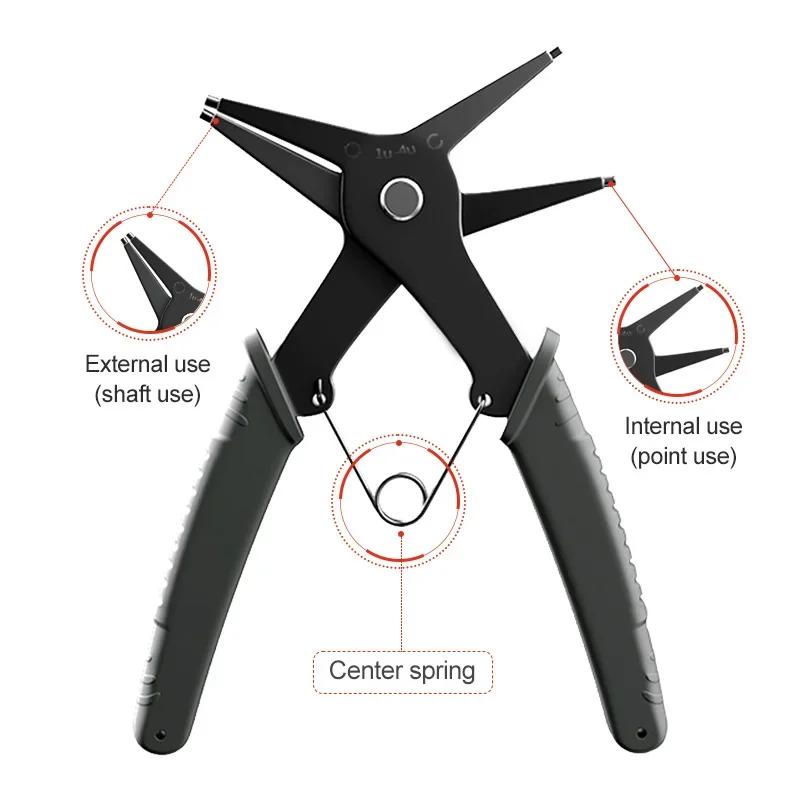 2 In 1 Multifunctional Snap Ring Pliers for Internal External Card Retaining Pincer Professional Hand Tool Hardware Repair Tool