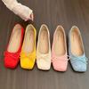 Fashion Square Toe Bowtie Ballet Shoes Ladies Flock Flats Soft Comfy Slip On Loafers Woman Shallow Barefoot Mocasines Femme Brides Shoes