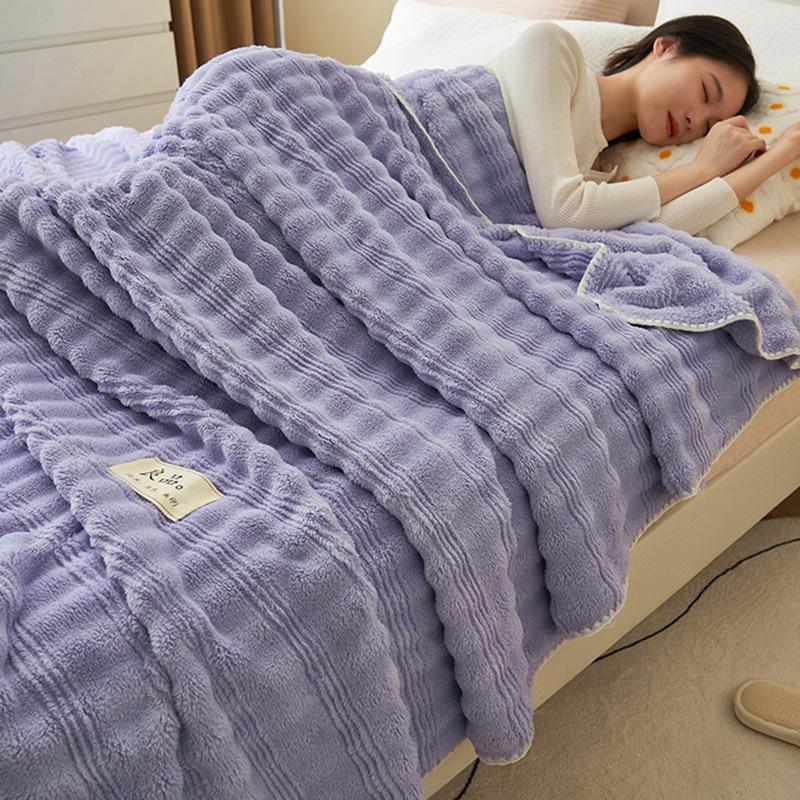 

Однотонные пушистые одеяла Утолщенное одеяло в широкую полоску Мягкое теплое покрывало для дивана, кровати, простыня Крупное одеяло для сна Домашний декор для спальни 100x150cm 1pcs