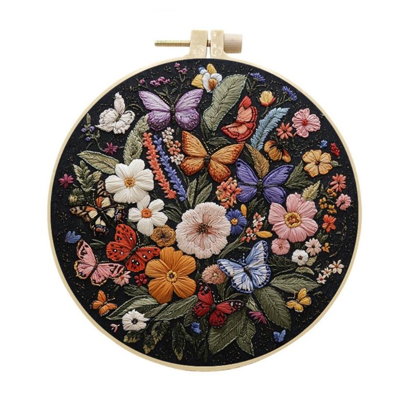 Practical Embroidery Set For Butterfly Designs Sturdy Cotton Fabric Easy Instructions For Hobbyists