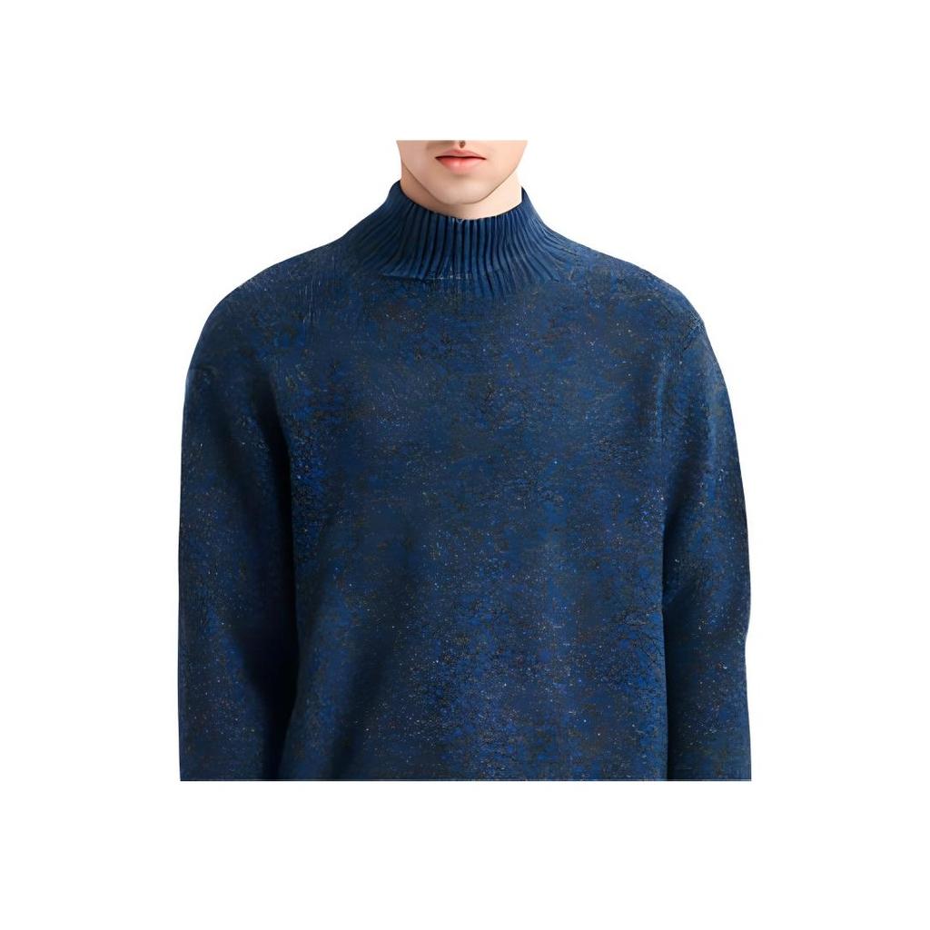 Uniqlo X JW Anderson Collaboration FW23 Souffle Yarn Solid Color Pullover Half High Neck Knit Sweater Men Sweater Blue 461070-65