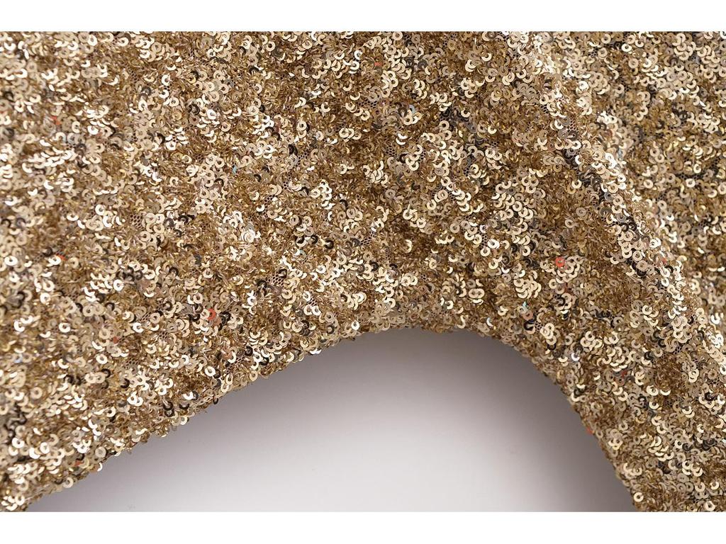 2024 Winter Women's Sequin Embellished Round Neck Long Sleeve Dress - European & American Style