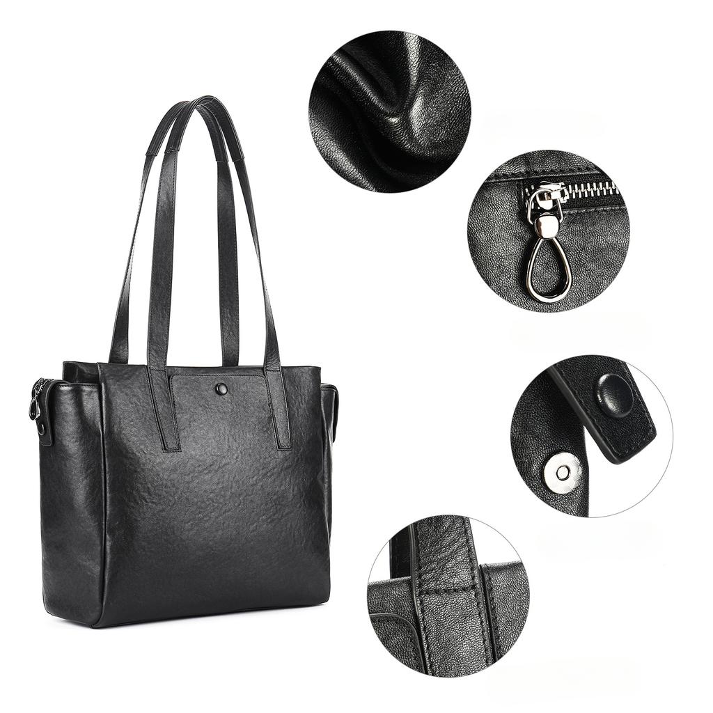 Fashion Leather Women Handbag Large Capacity Casual Tote Head Layer Cowhide Shoulder Bag