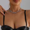 Dainty Waterdrop Crystal Pendant Necklace Adjustable Clavicle Chain with Movable Tassels Detailing And Pearls Accent