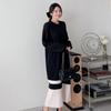 Shop   Women S Color Block Round Hem Pleated Long dreSS Ara Wdr 3858 Black