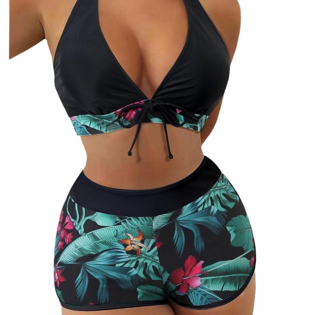 European-American Halter Neck Bikini: New Style, Sexy High-Waist Beach Swimwear