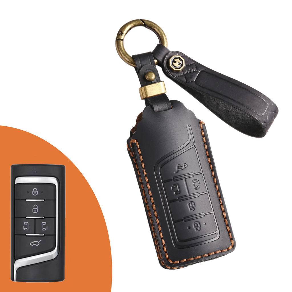 Genuine Leather Retro Key Cover for GAC Trumpchi GS4, New M8, and GS7 Cars