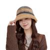 New warm ear protection bucket hat women's plush gradual change color matching basin hat autumn and winter wool knitted versatile bucket hat