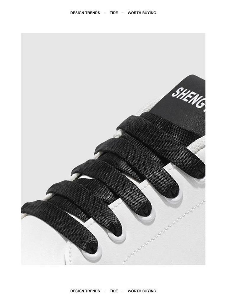 Męskie Wiosenne Oddychające Białe Sneakersy, Casualowe Buty Skate na Grubej Podeszwie Podwyższające Wzrost