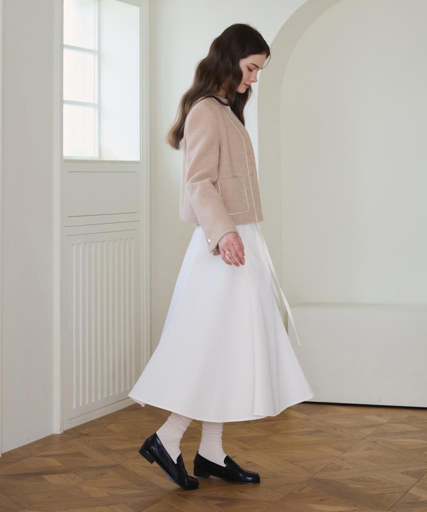 Deuloupisumeon One-Tuck Cotton Flare Skirt [Black]