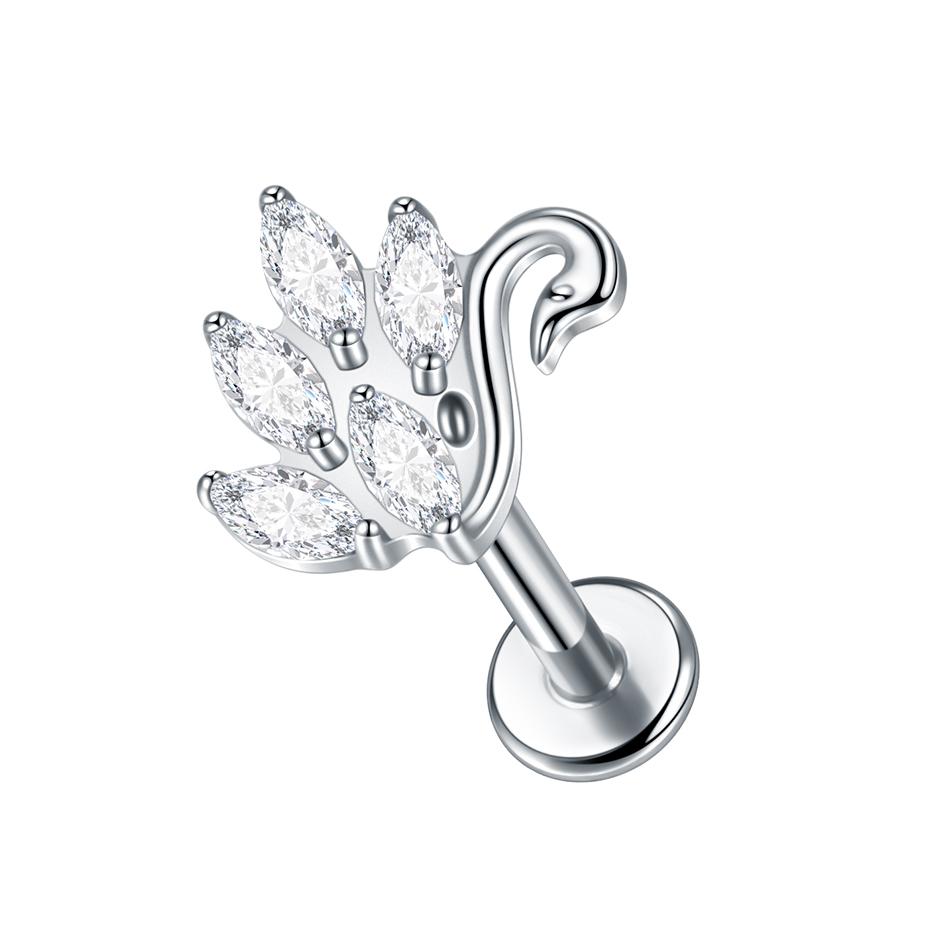 1Pc G23 Titanium Cz Crystal Ear Cartilage Tragus Helix Daith Piercing Internal Thread Lip Stud Labret Piercing Body Jewelry 16G