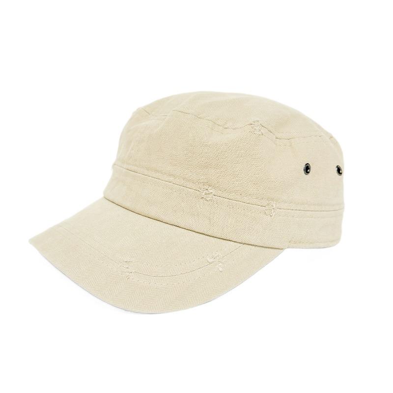 25 Early Autumn New High-end Flat-top Military Hat Cotton Korean Hat Women's Fashion Sunshade Sunscreen Breathable Hat