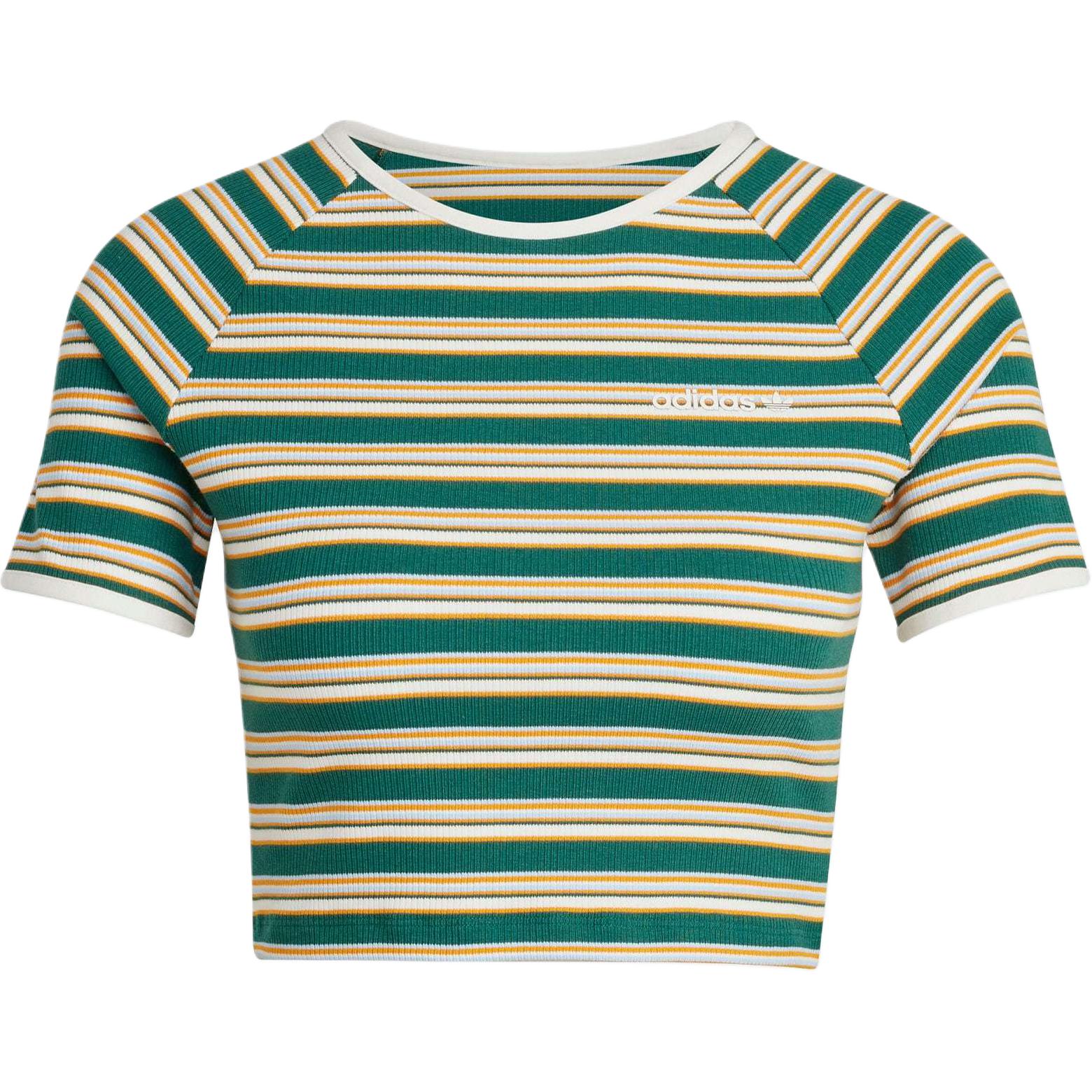 Adidas Originals 80s Rib Stripe Baby T-Shirt Women Green Yellow JC6166 XL