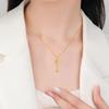 Four-Leaf Clover Gold Bead Necklace - Women's Light Luxury Fish Scale Lucky Clover Clavicle Chain