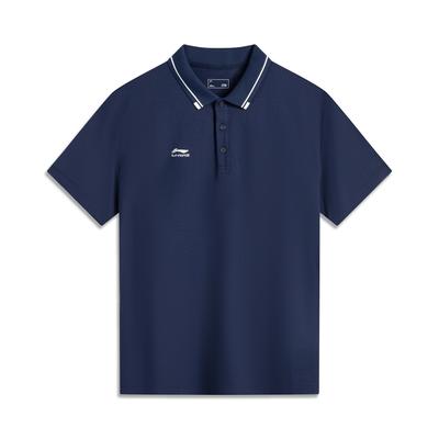 Li Ning Casual Comfortable Versatile Short Sleeve Polo Shirt Men Tops Deep-Navy APLV063-8